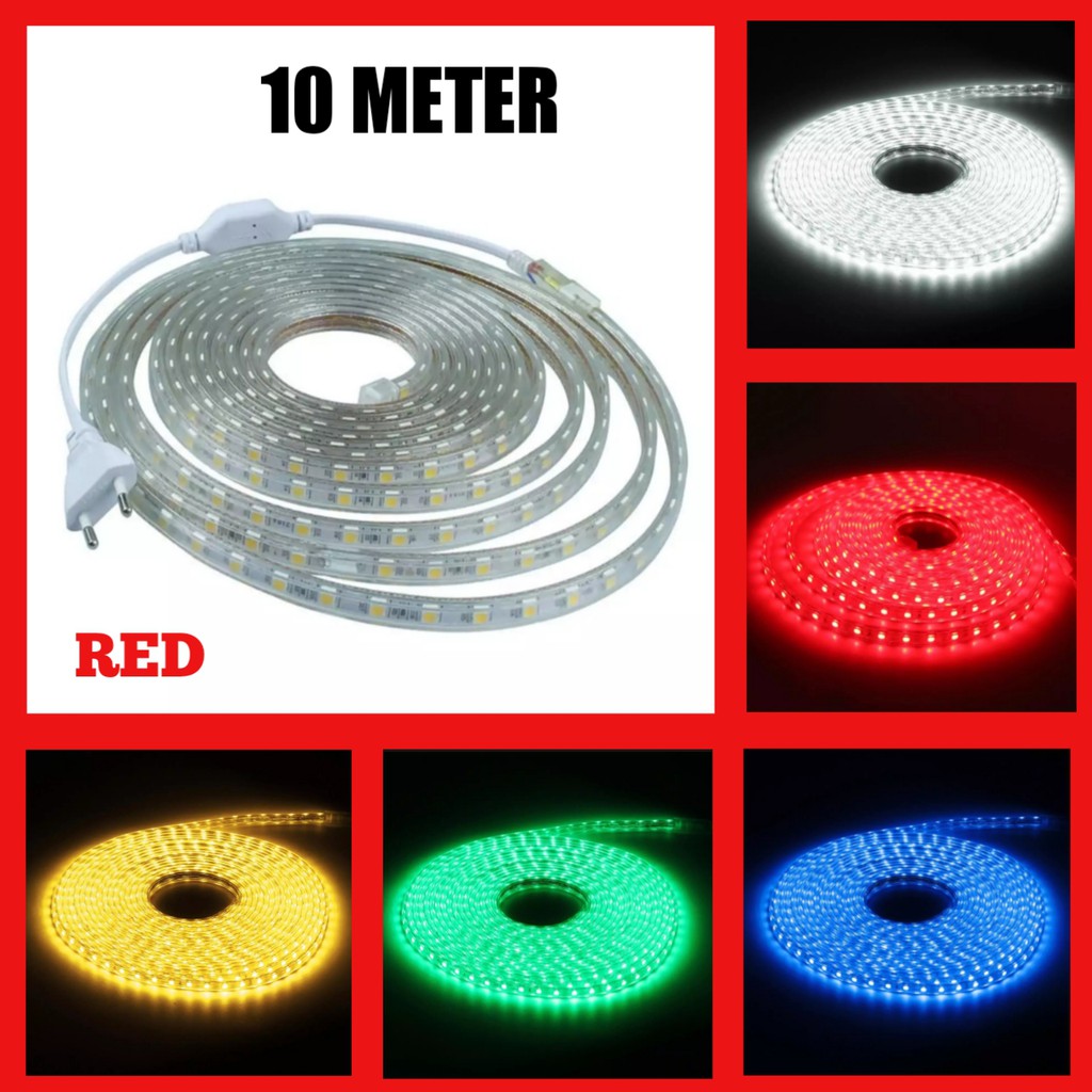 Lampu LED Strip SMD5050 - 10 Meter Full + Socket Colokan