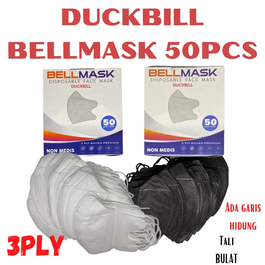 MASKER DUCKBILL 3PLY BELLMASK ISI 50PCS PREMIUM MASK