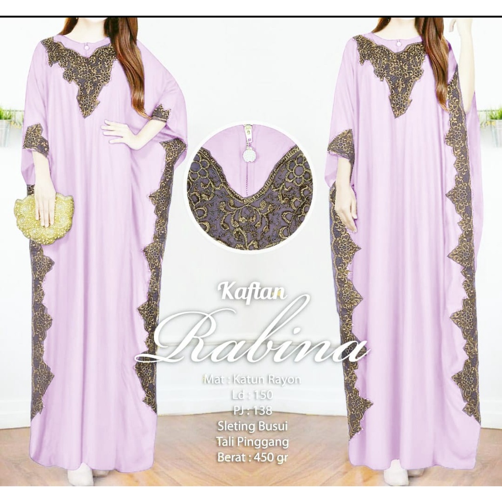 [ARFK] Kaftan Rabina / Baju Kaftan Lebaran / Kaftan Jumbo XXXL / Gamis Wanita Muslim Kaftan Mewah