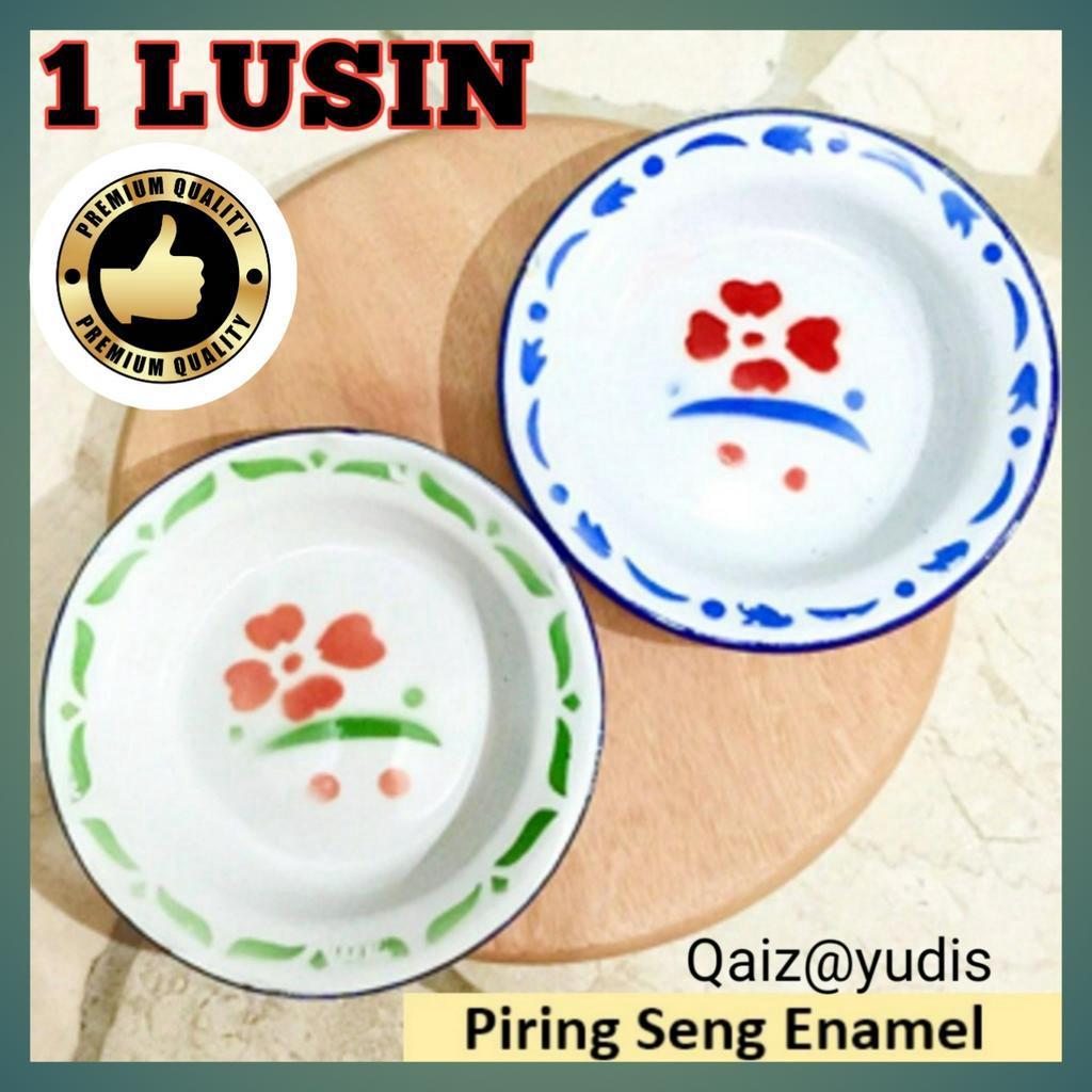 DISKON Piring Seng 1 LUSIN Murah Tebal 20 CM / Piring Enamel / Piring Madura / Piring Jadul blirik