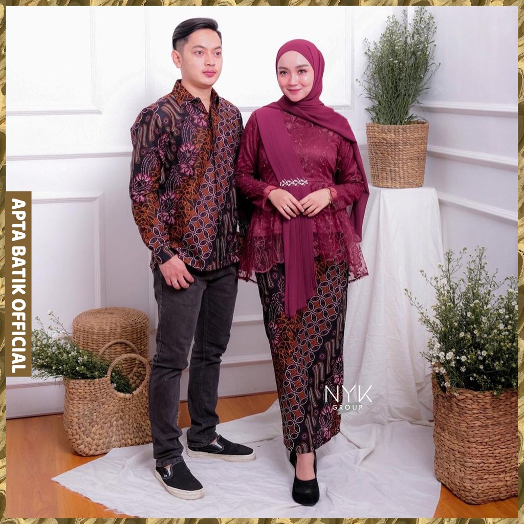 (NEW ARRIVAL - TERMURAH) Batik Couple Brukat Selendangan Terbaru - Couple Kresna Maroon