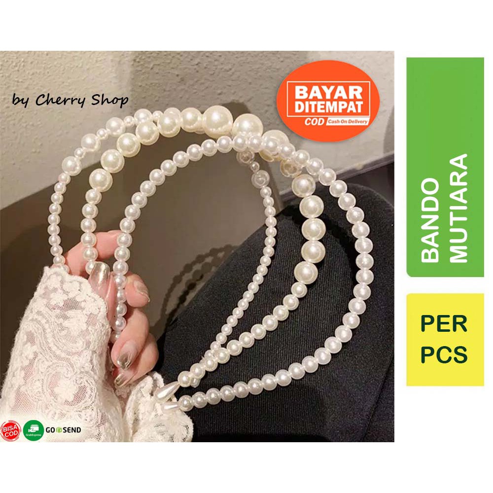 Bando Korea Mutiara Pearl Headband Korean Hair Band | Putih | Hitam