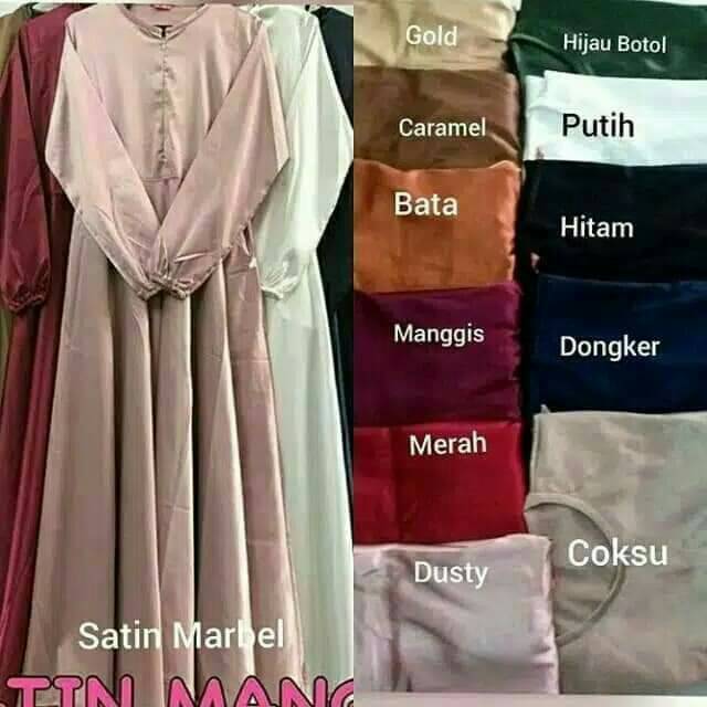 Gamis satin manggo umbrella polos legan karet