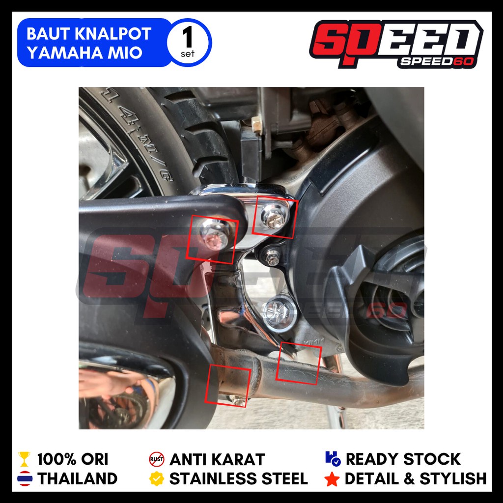 Baut Dudukan Knalpot Mio Baut Probolt Thailand Stainless Steel King Nut