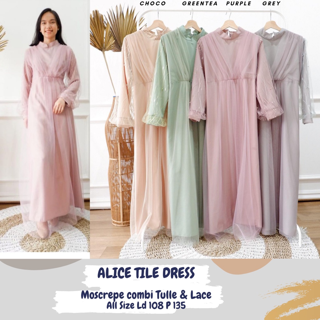 Alice Tile Dress Ld 108/Dress Tile Kondangan/Dress Tile Seragaman/Dress Tunangan