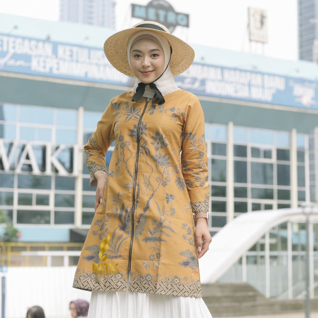 BAJU KEMEJA BATIK WANITA Prabuseno - NAWA Batik   Tunik Batik Wanita Lengan Panjang