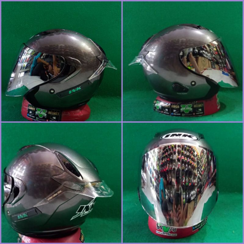 Ink helm metro2 gunmetal Double Visor ++ visor venom spoiler | paket ganteng