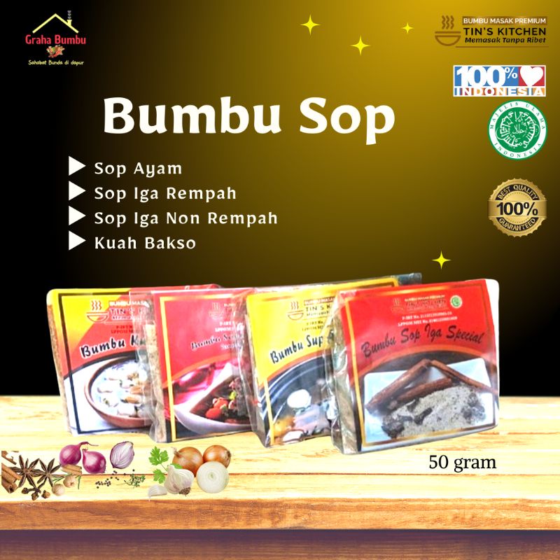 Jual Bumbu Sop Sup Ayam Iga Rempah Iga Non Rempah Kuah Bakso Instan Tins Kitchen Gr Shopee