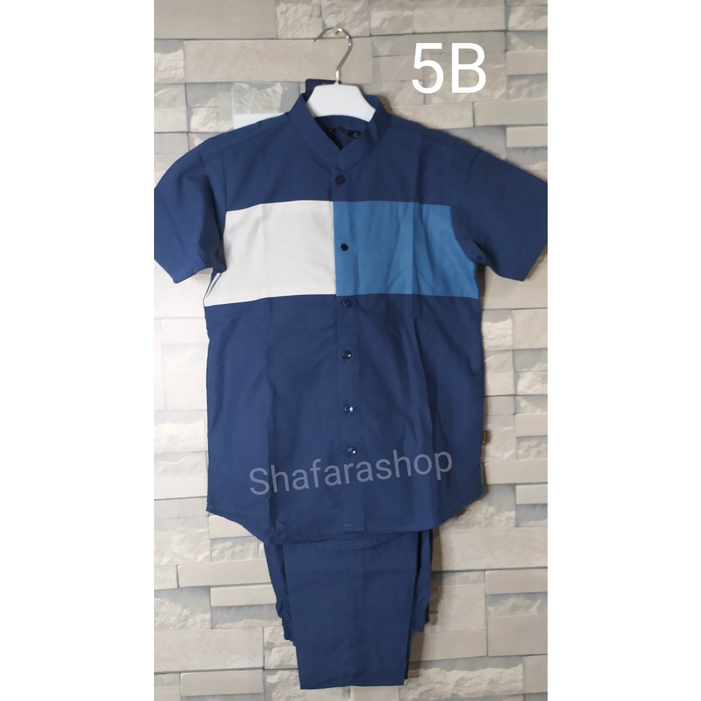 Baju Koko Anak AL-LUTHFI Lengan Pendek Warna Motif Kotak