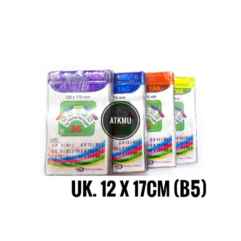 

Name Tag 12x17cm (B5) YUSHINCA ID Card Holder Plastik Elastis Isi 20