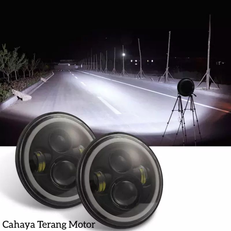 Lampu Daymaker 7 Inch Predator 4 LED , Universal Motor &amp; Mobil Jeep,CB,Harley,RxKing,Megapro,Tiger,Classic, Dll