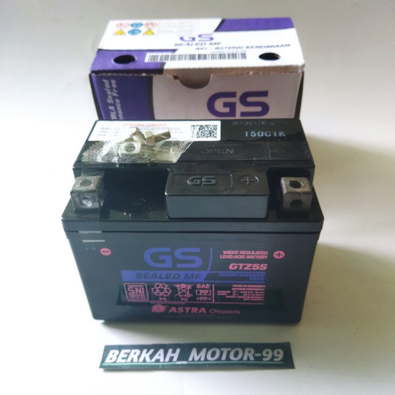 Aki Motor Aki kering GS Astra GSMF-5S Beat karbu/Beat fi/Vario 110 /Sccooy(GTZ5S)