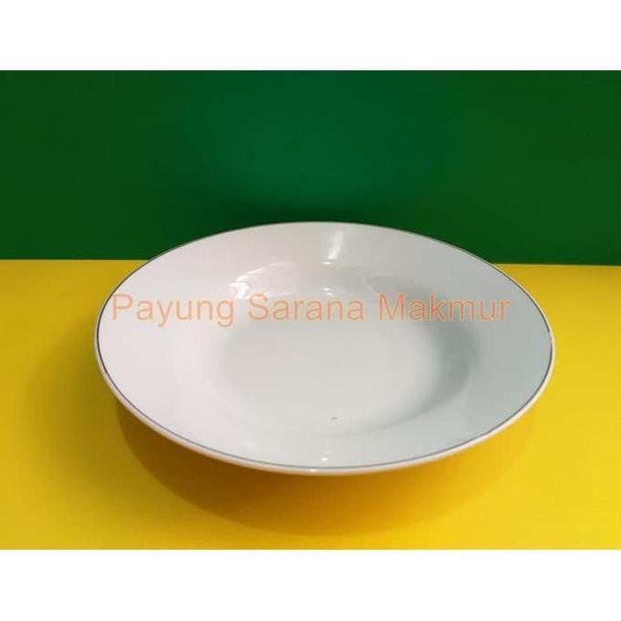 *****] Piring Porselen Beling Makan Cekung Keramik 9" Lis Mas Merk JM