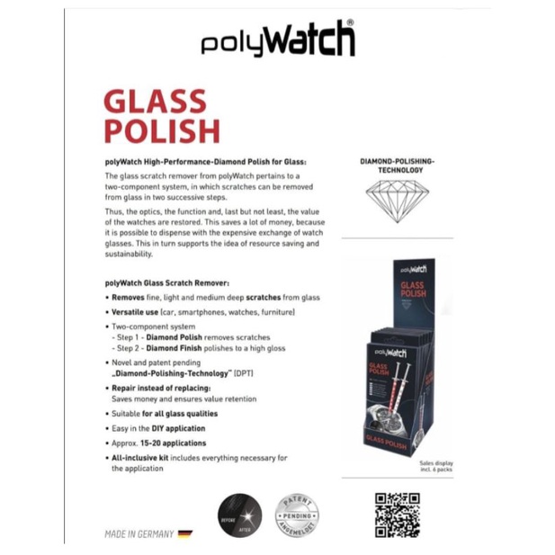 POLYWATCH SCRATCH REMOVER FOR CRYSTAL GLASS / PENGHILANG GORESAN