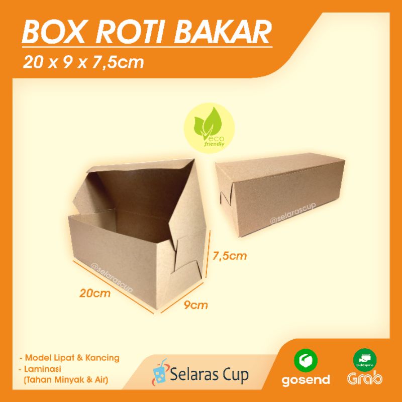 box roti bakar kraft ukuran 20x9 dus roti untuk jualan wirausaha kuliner bisa custom anti air sudah 