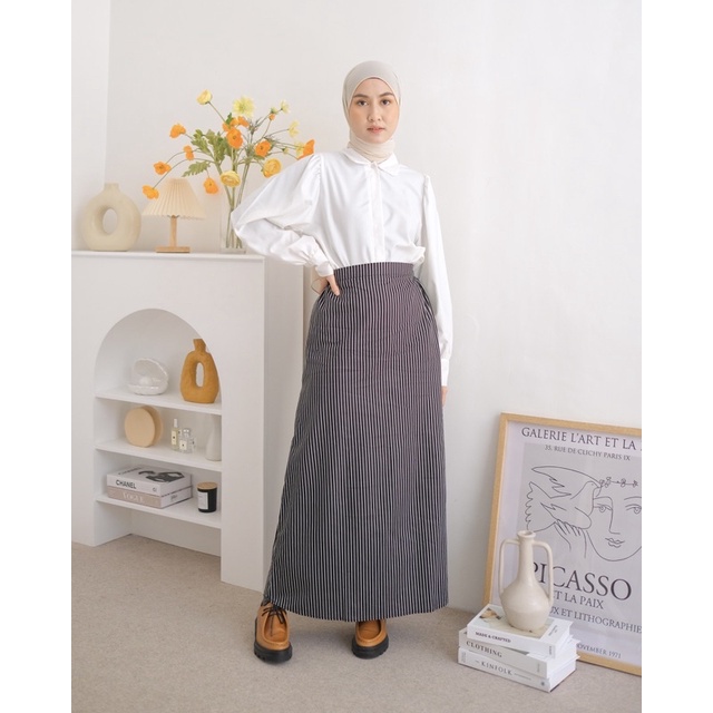 Stripes Pattern Skirt | Rok motif garis | Rok panjang premium