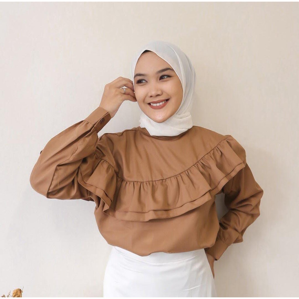 VS - NARINA BLOUSE BASIC SHIRT TOP RUFFLE HITS FASHION OOTD SELEBGRAM WANITA