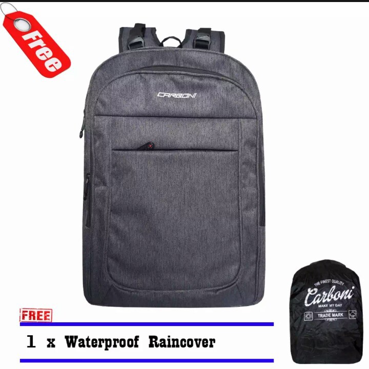 Carboni Tas Ransel Pria Dan Wanita Tas Punggung Backpack Original + raincover - Grey