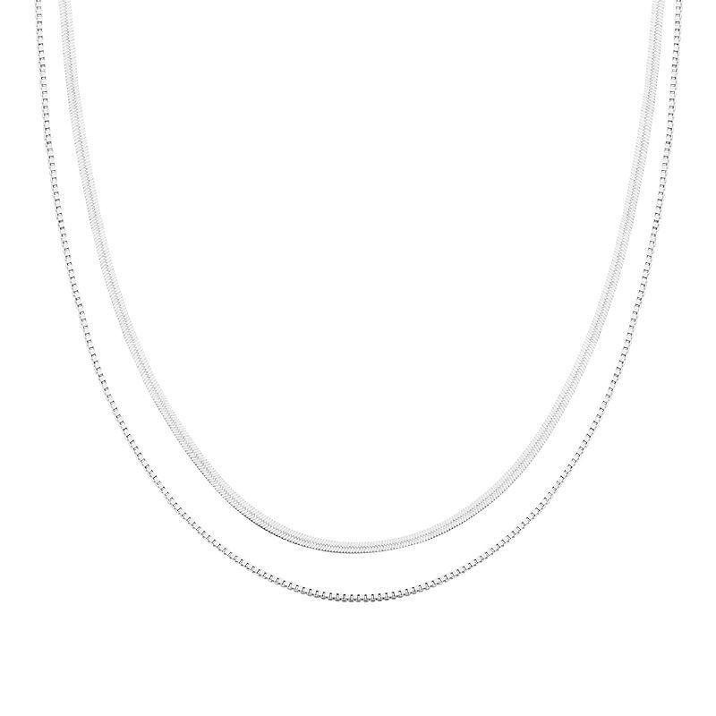 Kalung Rantai Klavikula Desain Tulang Ular Bahan titanium steel