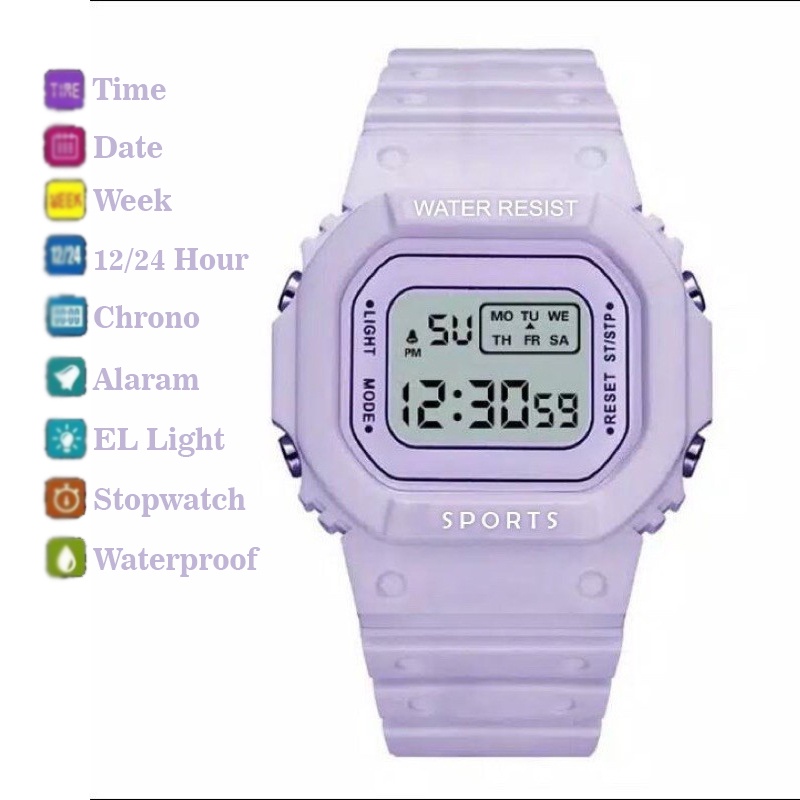 ❤️GTB❤️JAM TANGAN RUBBER DIGITAL SEGI 5600 GROSIR MURAH KARET SPORT LED PRIA WANITA COUPLE JT031