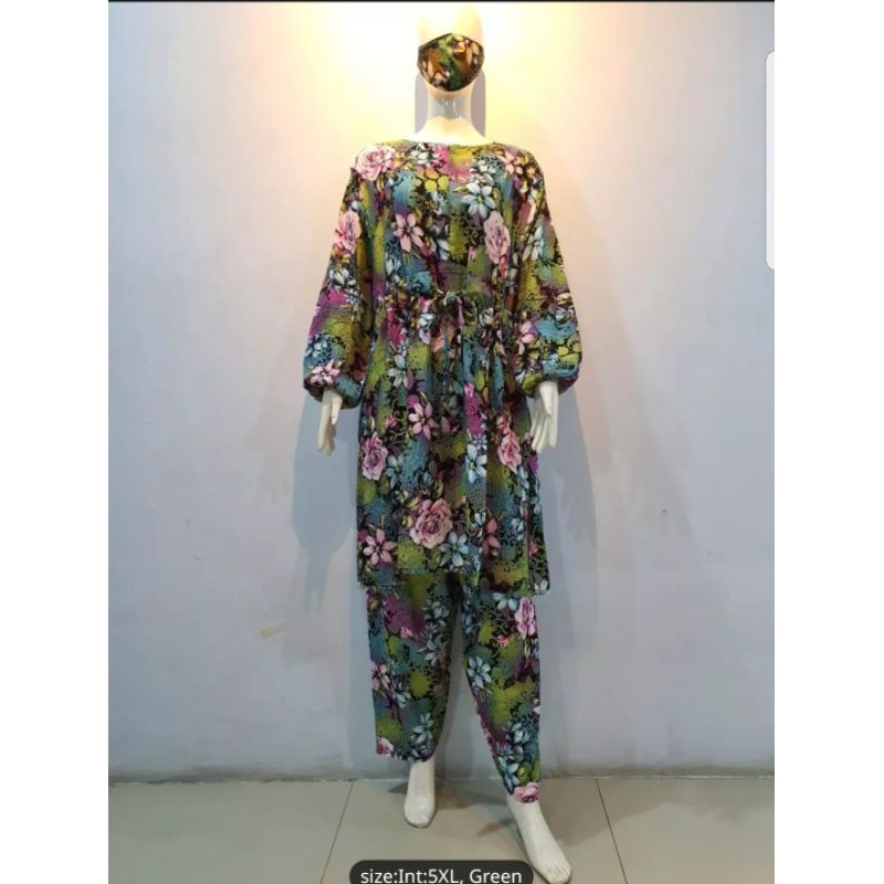 JOSJOLI_STORE/3678-3698 Setcel Rayon Jumbo 5XL/Stelan Wanita Dewasa Kekinian/Busui