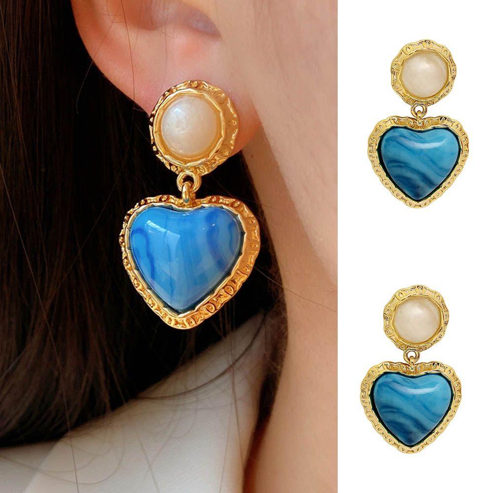 R-flower Stud Earrings Fashion Retro Cinta Liontin Anting Batu Bercahaya Untuk Wanita Earrings Jewelry