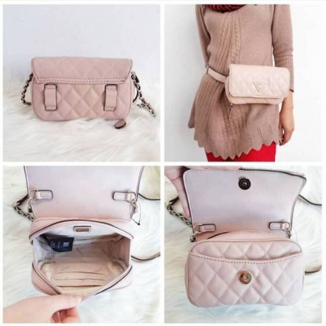 Tas guess california pink beige tas pinggang tas selempang 2 pemakaian wanita original new arrival
