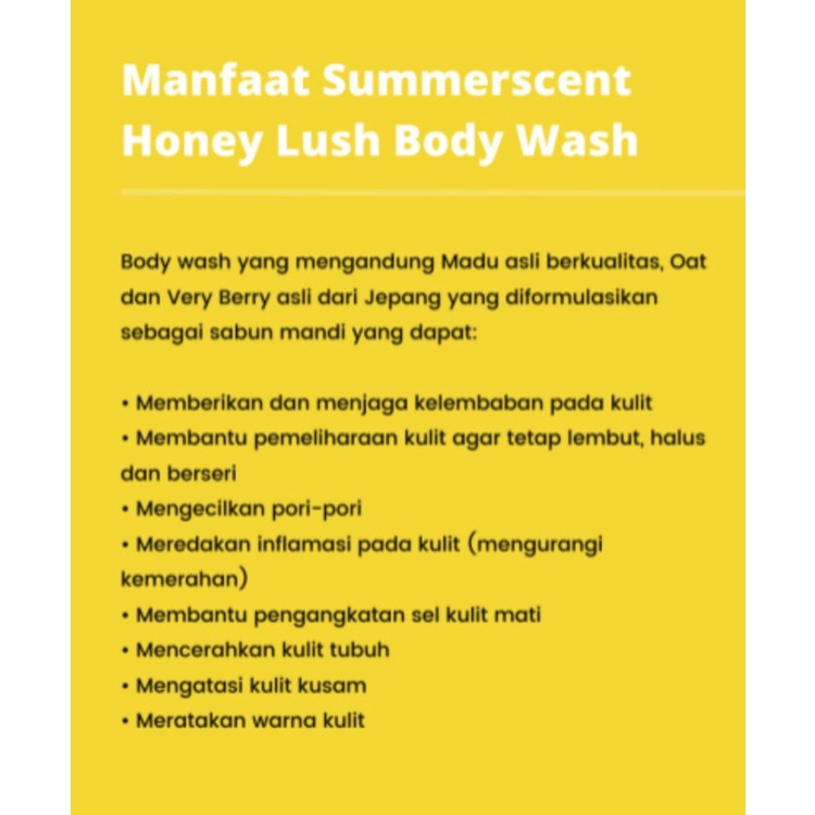 Summerscent Honeylush Honey Lush Body Wash Sabun Mandi Cair 300 ML BPOM