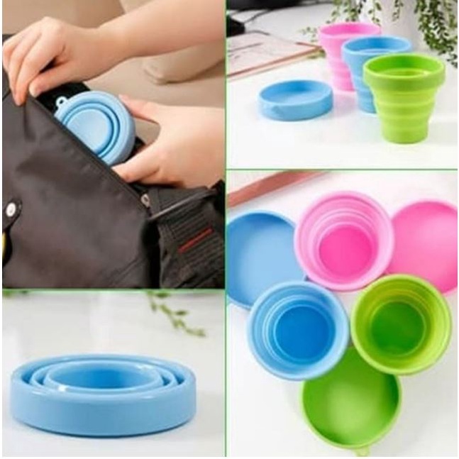 Gelas Lipat Silicone Portable Cangkir Travel Silicone Folding Cup