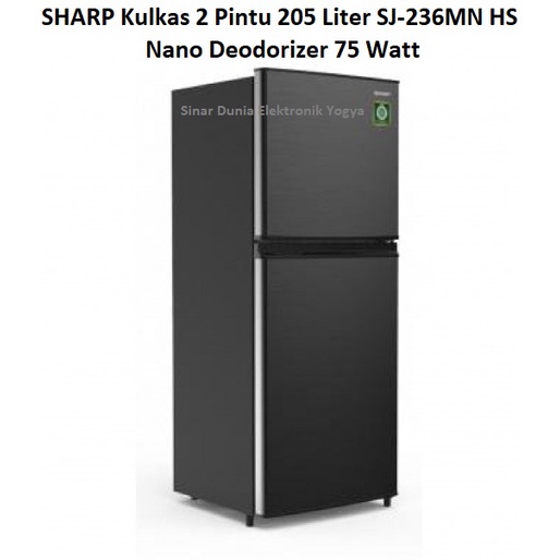 SHARP Kulkas 2 Pintu 205L Low Watt 75W SJ-236MN HS Kirei SJ236MN 236MNHS 236MN