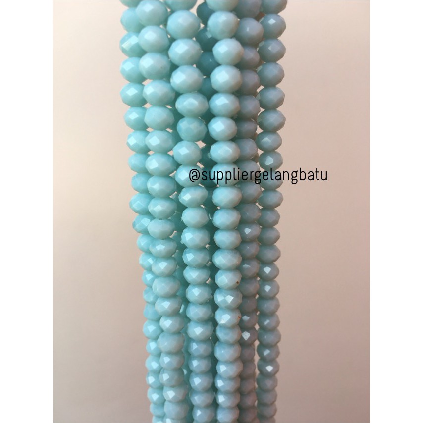 kristal Ceko Doff 6mm BIRU LAUT aquamarin cristal payet monte hiasan akeseoris craft fashion grosir