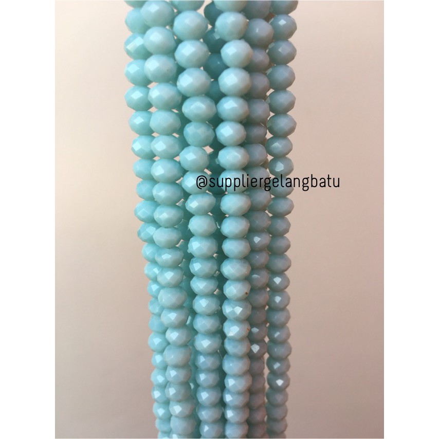 kristal Ceko Doff 6mm BIRU LAUT aquamarin cristal payet monte hiasan akeseoris craft fashion grosir