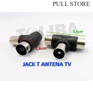 [8GRAM] Jack Parallel T TV Plastik / Jek T untuk 2 TV 1 Antena / Sambungan 2 Cover to 1 Jack Antenna