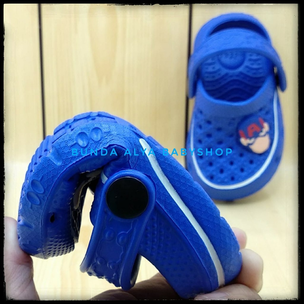 Sendal  Bayi Usia 6 - 12 Bulan Karet NAVY - Sepatu Sandal Anak Cowok Anti Licin Superhero Size 18 - 19