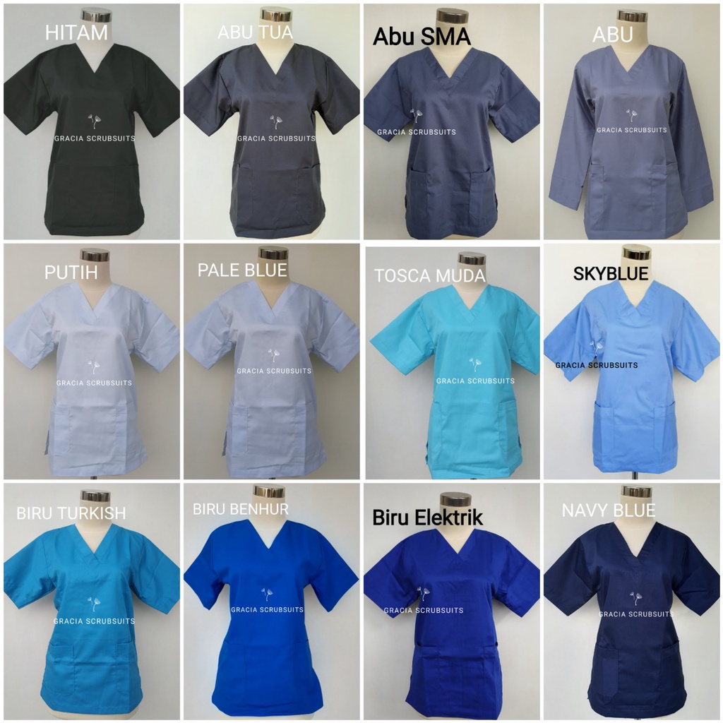 READY STOCK! GRACIA SCRUBSUITS - baju dokter/jaga/jaga malam/scrub MURAH 1 STEL MODEL ROK