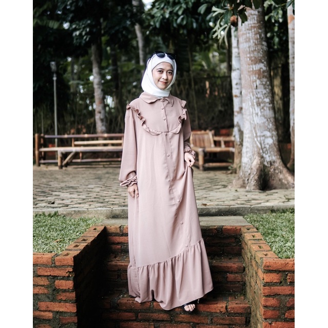 Gamis Crinkle Airflow Jumbo Premium | Dress Crinkle Kancing Polos