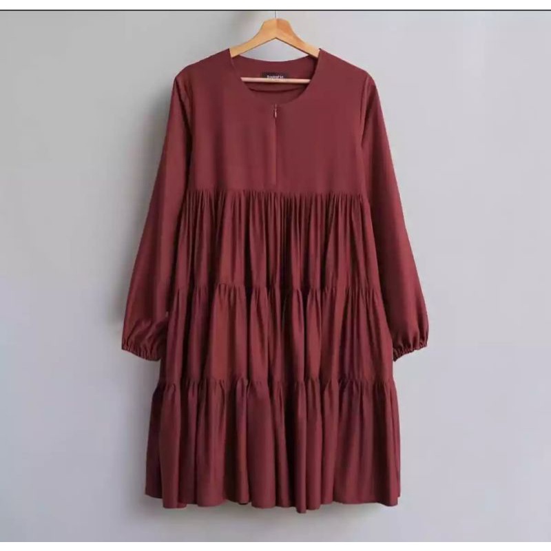 TUNIK DRESS REMAJA TERMURAH / BAJU WANITA TERBARU RUFFLE FRIENDLY HOMEDRESS OOTD HIJAB BUSUI STYLE KOREA