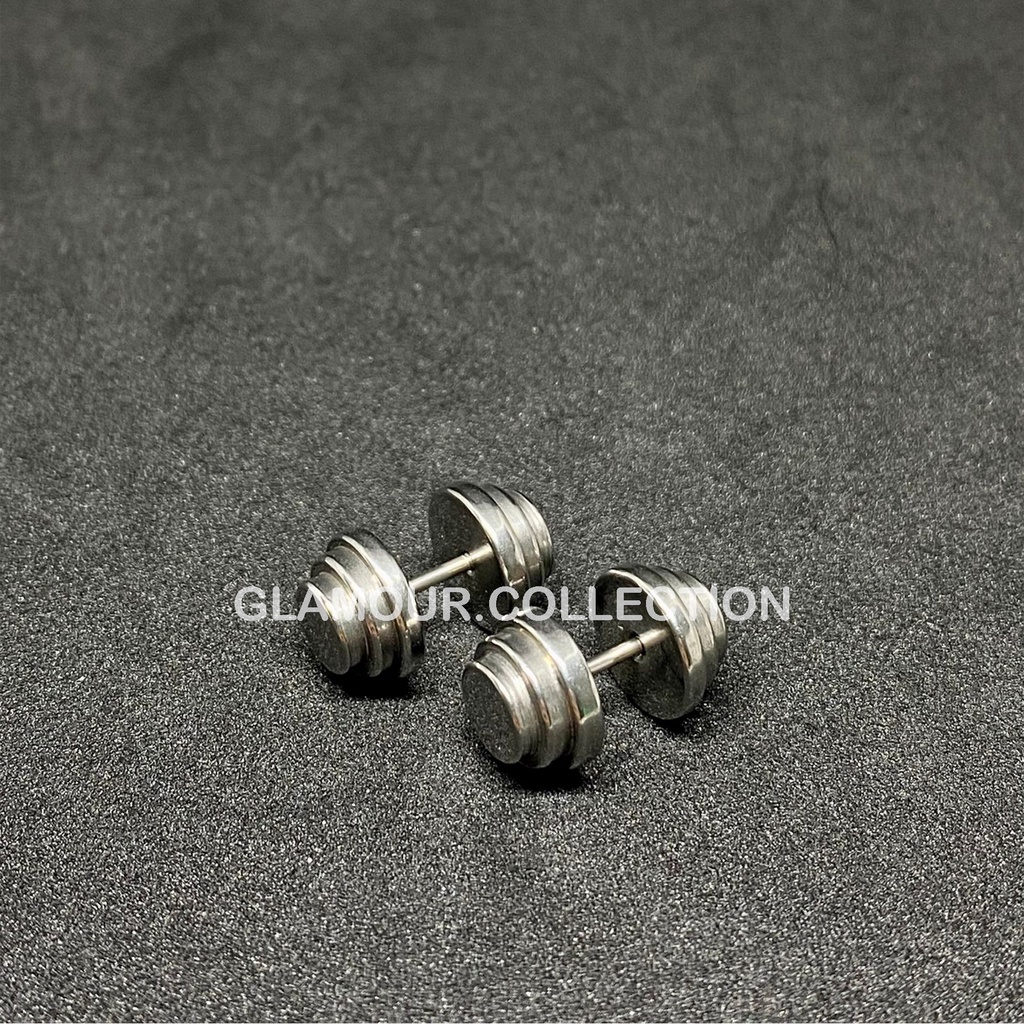 [COD] Anting Tindik Telinga Titanium Model Barbel Silver Gaya Kpop/Punk - Perlu Lubang Tindik