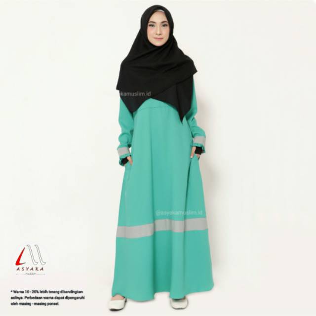 Gamis Zahra | Gamis Muslim Syar'i | Gamis Adem Busui Friendly | Warna Hijau Tosca | Hijau Muda