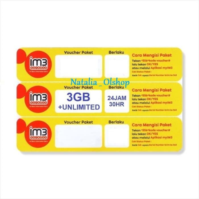 Voucher INDOSAT 3 GB UNLIMITED