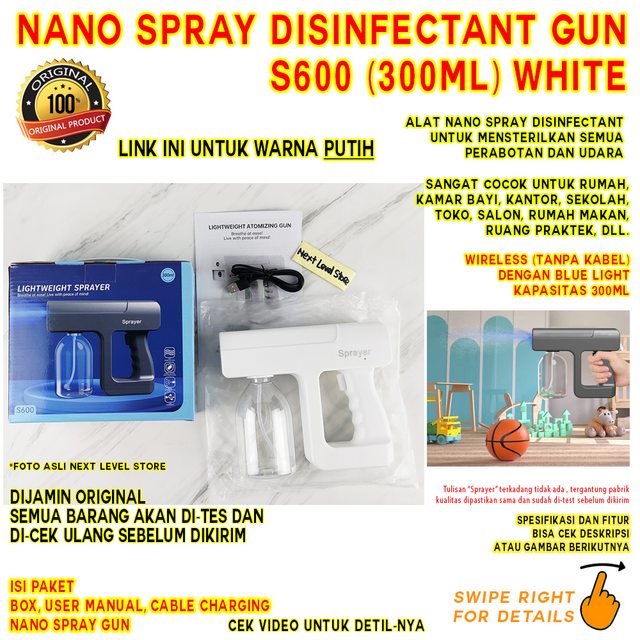 Desinfectan Spray Gun Nano S600 Desinfektan Fogging Portable - WHITE