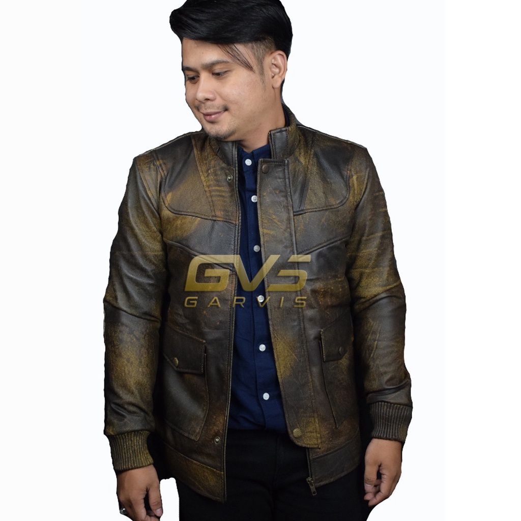 Jaket Kulit Garvis Korean Style 03 Wash Brown