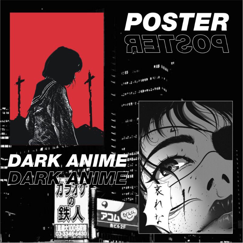 

[Minimal Order 8pcs] Poster Anime, Manga Dark Aesthetic