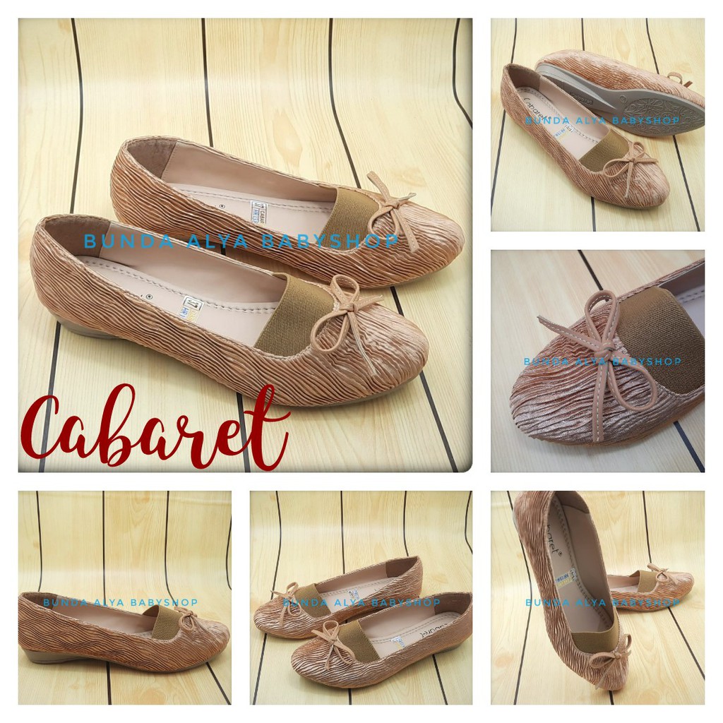 Sepatu Wanita CABARET Flatshoes Premium COKLAT Size 37 - 40 Pita - Sepatu Flat Wanita Casual