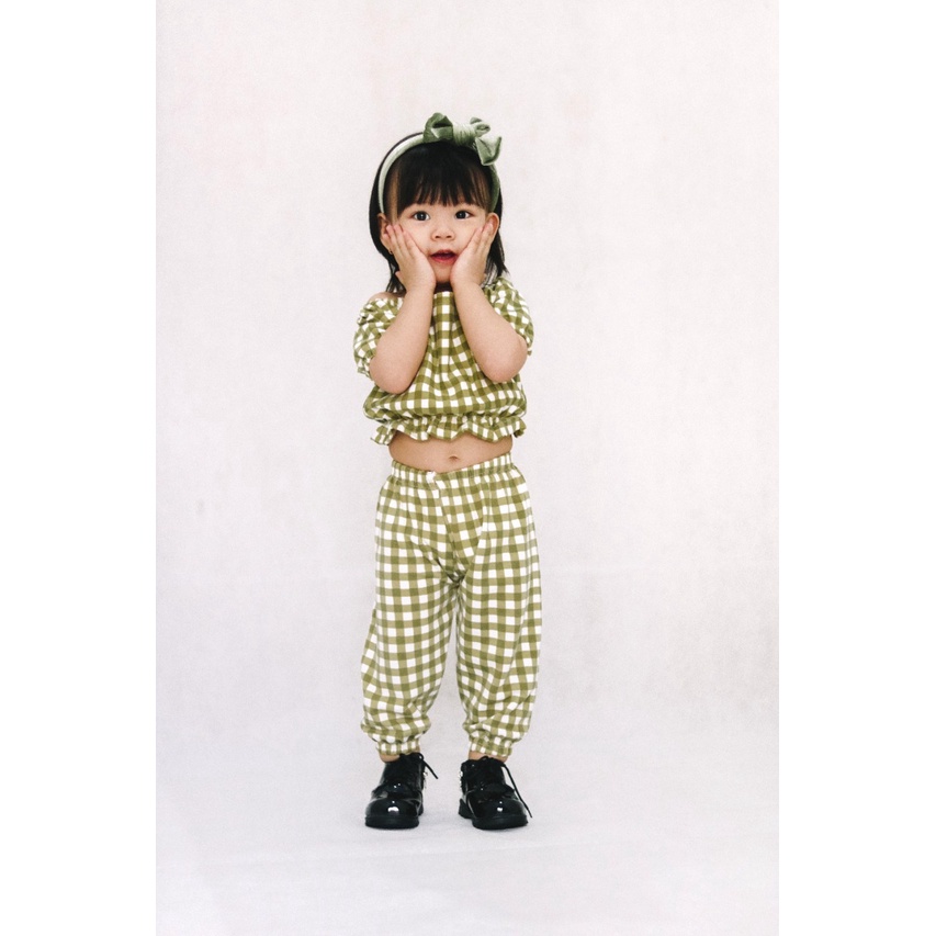 OWLET- Setelan anak perempuan / SET TARTAN CELANA PANJANG / Setelan Celana Panjang / baju anak perempuan (1 - 8 TAHUN)