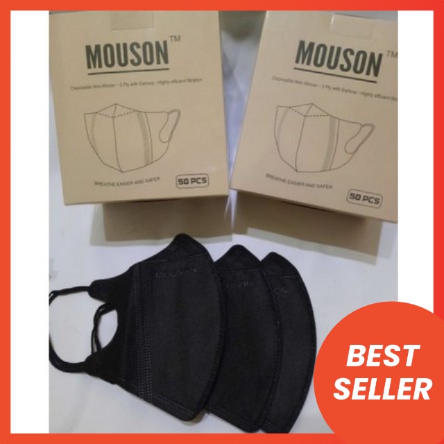 Masker Duckbill Mouson ISI 50pcs  emboss MOUSON 3ply disposable facemask