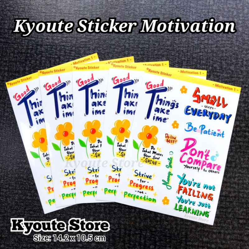 

Kyoute Sticker English Motivation Quotes & Planner Icon Size A6 Vinyl Matte Glossy Journal Diary