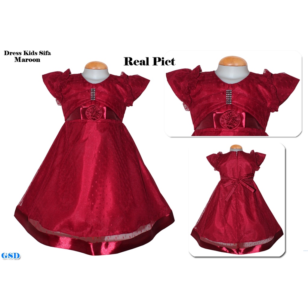 Dress Kids Sifa/Gaun Pesta Motif Pita/ Baju Anak Good Premium/ Baju Pesta Bayi Best Seller