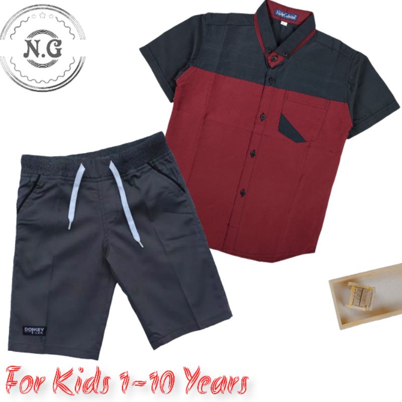 N.G-Setelan Kemeja Anak laki-laki 1-12 tahun Setelan Jeans Anak tanggung anak laki-laki / setelan anak kemeja Ter-hitz / stelan kemeja motif anak terbaru kekinian