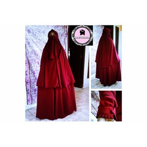 Set Gamis wolfis + jilbab Cadar merah Hati
